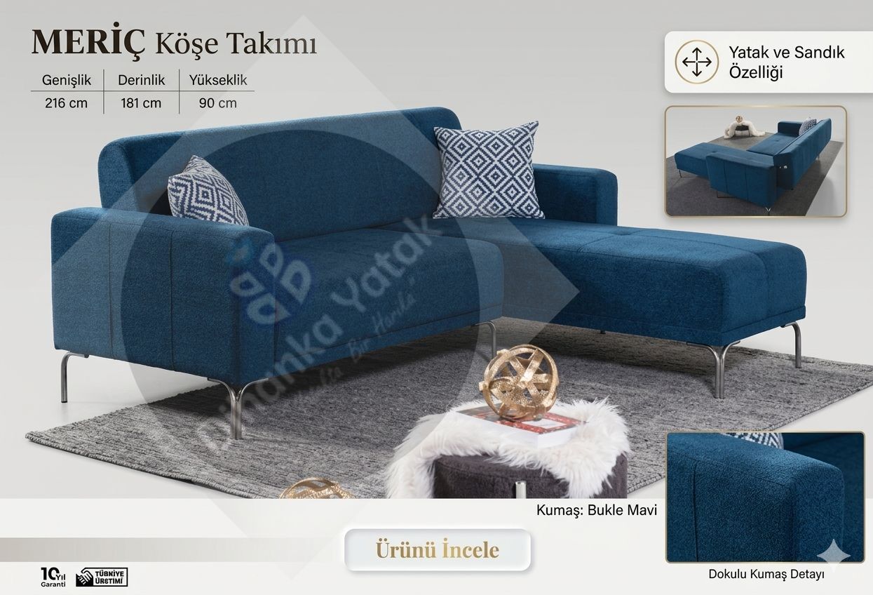 MERİÇ KÖŞE TAKIMI BUKLE MAVİ